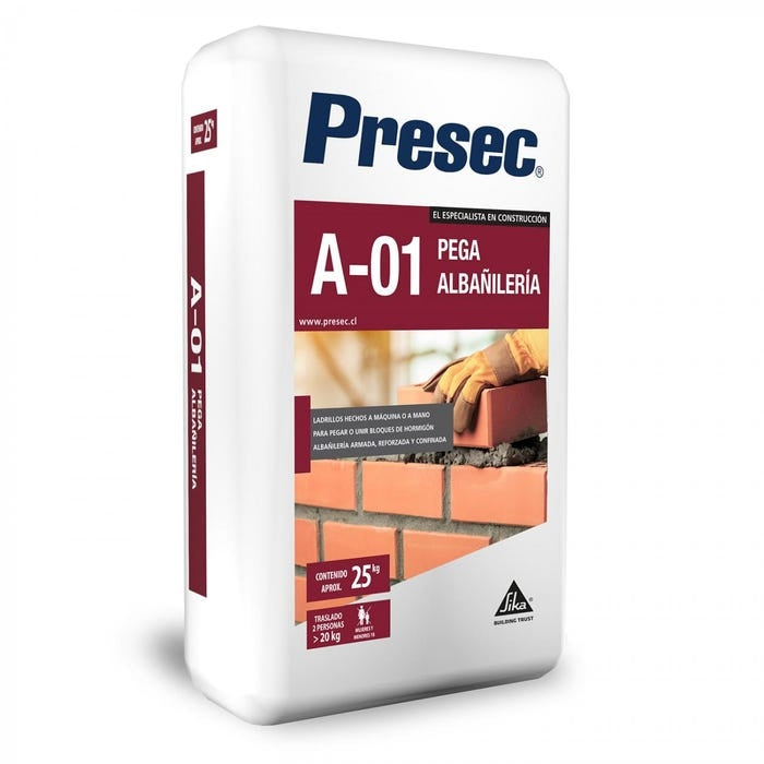 PRESEC MORTERO A-01 PEGA LADRILLO 25 KG