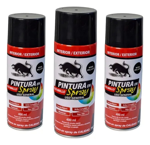 PINTURA SPRAY TORO NEGRO NEGRO BRILLANTE